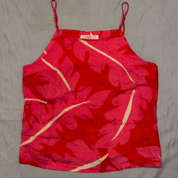 Trovata Birds of Paradis Tank, 100% Linen, Beautiful Tropical Print, Sz Large - Picture 2 of 6